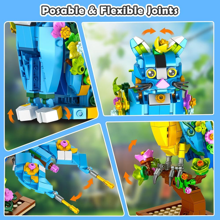 Juego de construcción 3 en 1 diseño de flores gatos loros