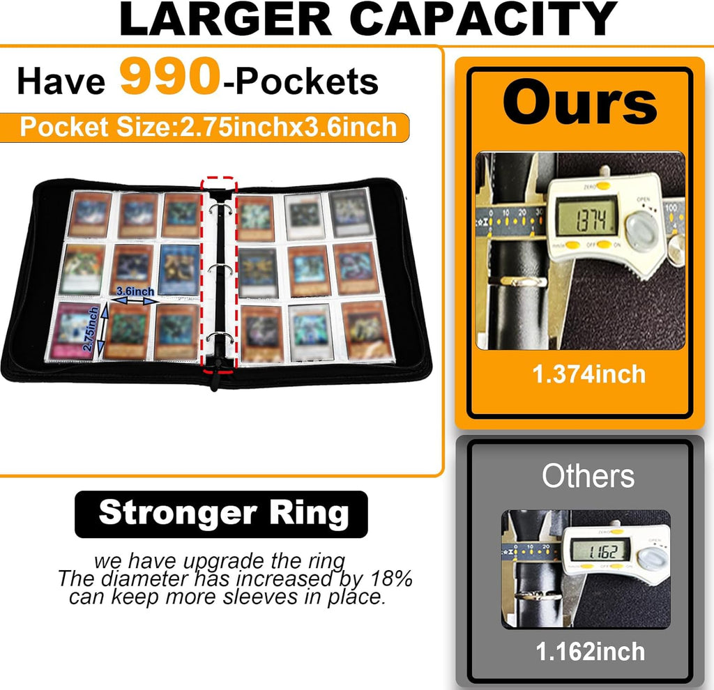 Carpeta de tarjetas coleccionables para tarjetas Y-G-O, álbum de tarjetas de 990 bolsillos con fundas compatible con tarjetas TCG, tarjetas TCG u otros soportes de tarjetas de tamaño estándar, dragón