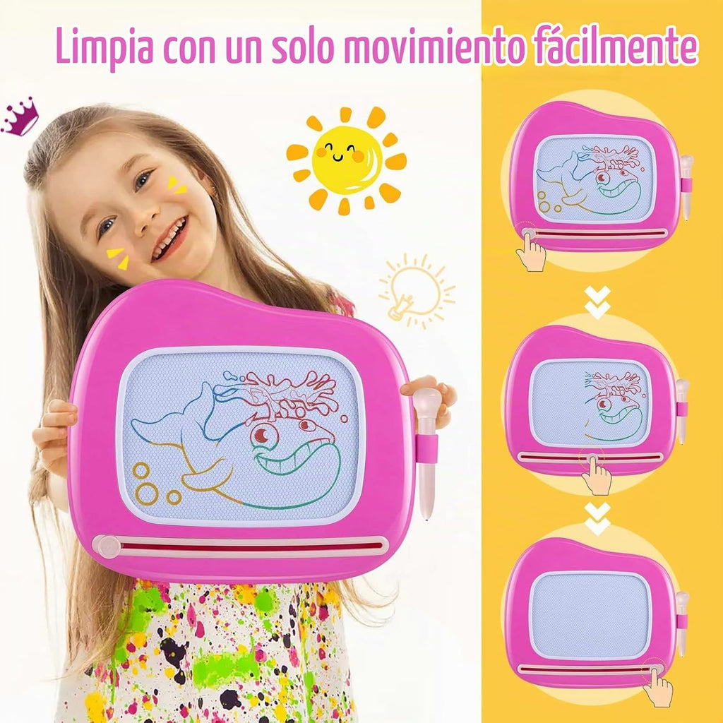 Tablero Magnético de Dibujo para Niños Pequeños: Tablero de Garabatear Borrable para Casa, Viaje y Preescolar | Juguete Divertido y Educativo para Niñas y Niños (Edad 1-3) (Rosa)