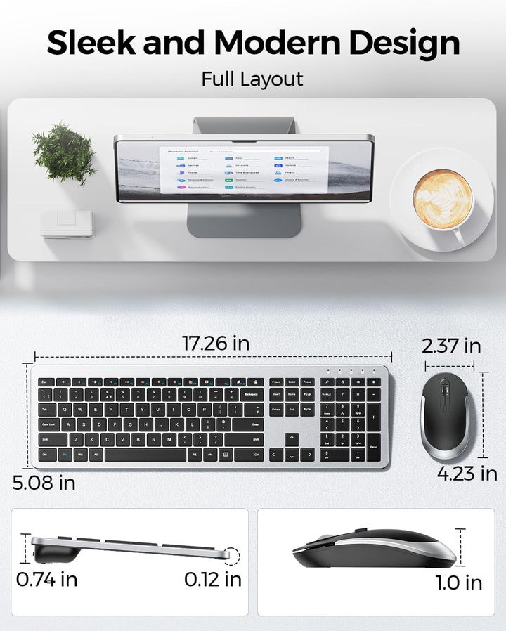 Combo de teclado y mouse inalámbrico - Mouse y teclado delgado de t...