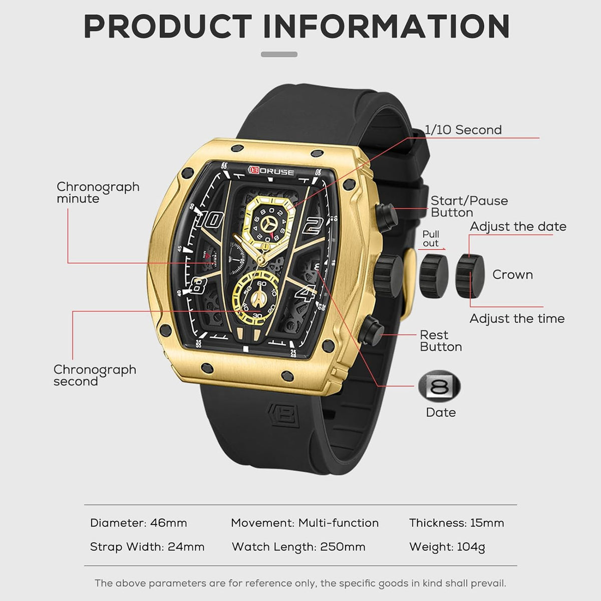 Relojes de hombre Reloj de cuarzo analógico cuadrado de lujo para