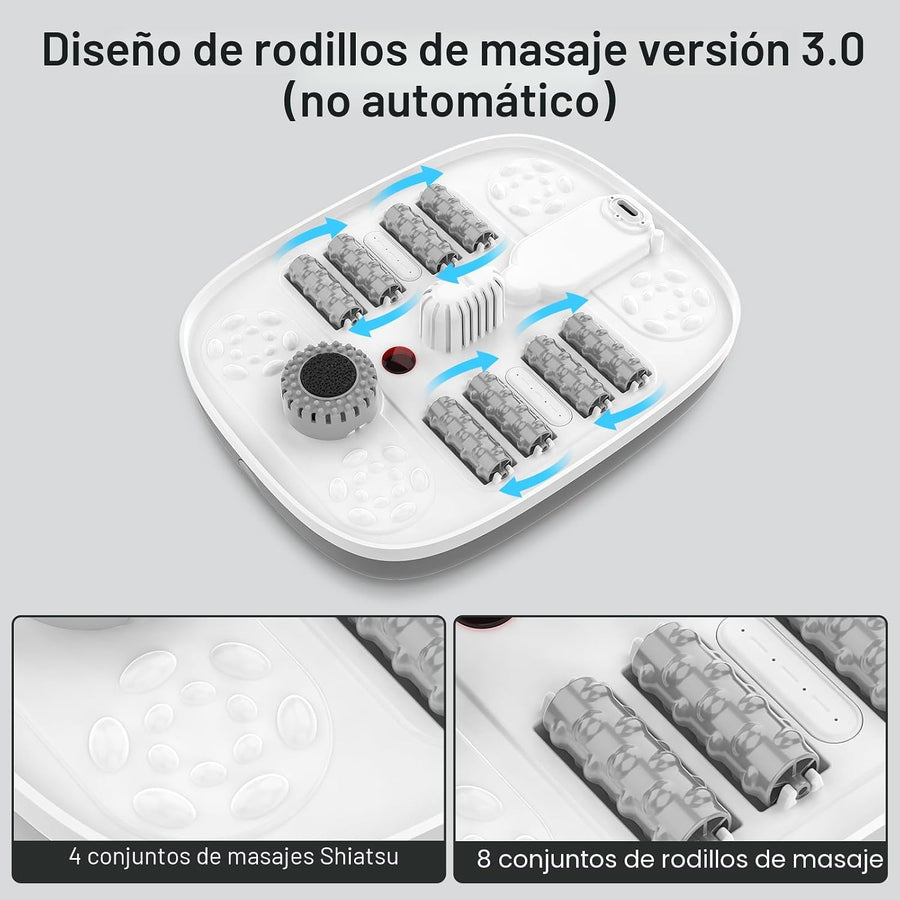 HOSPAN Spa de pies plegable con calor, burbujas, luz roja y control...