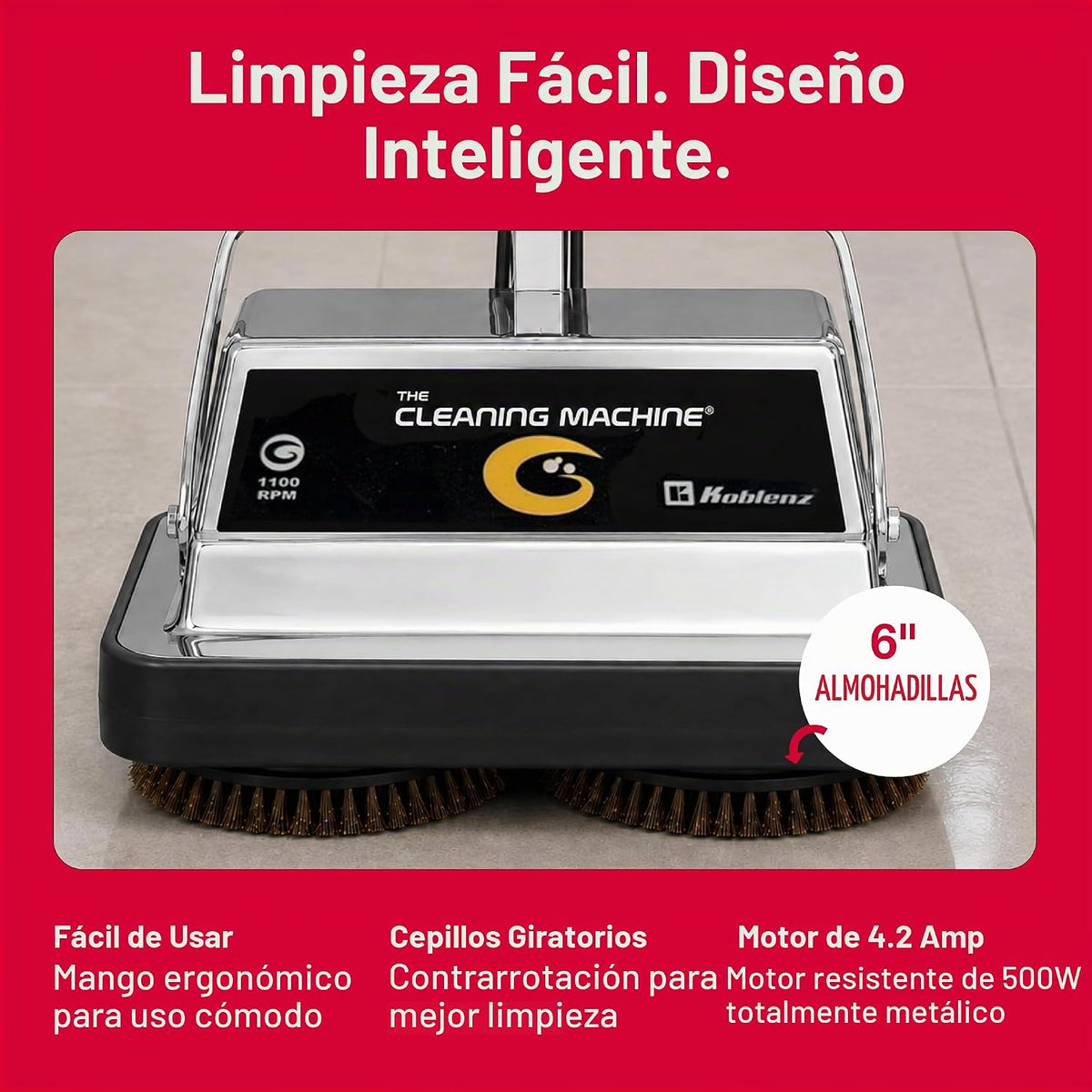 Koblenz P-2600A Máquina de champú para alfombras, pulidora de piso de 12