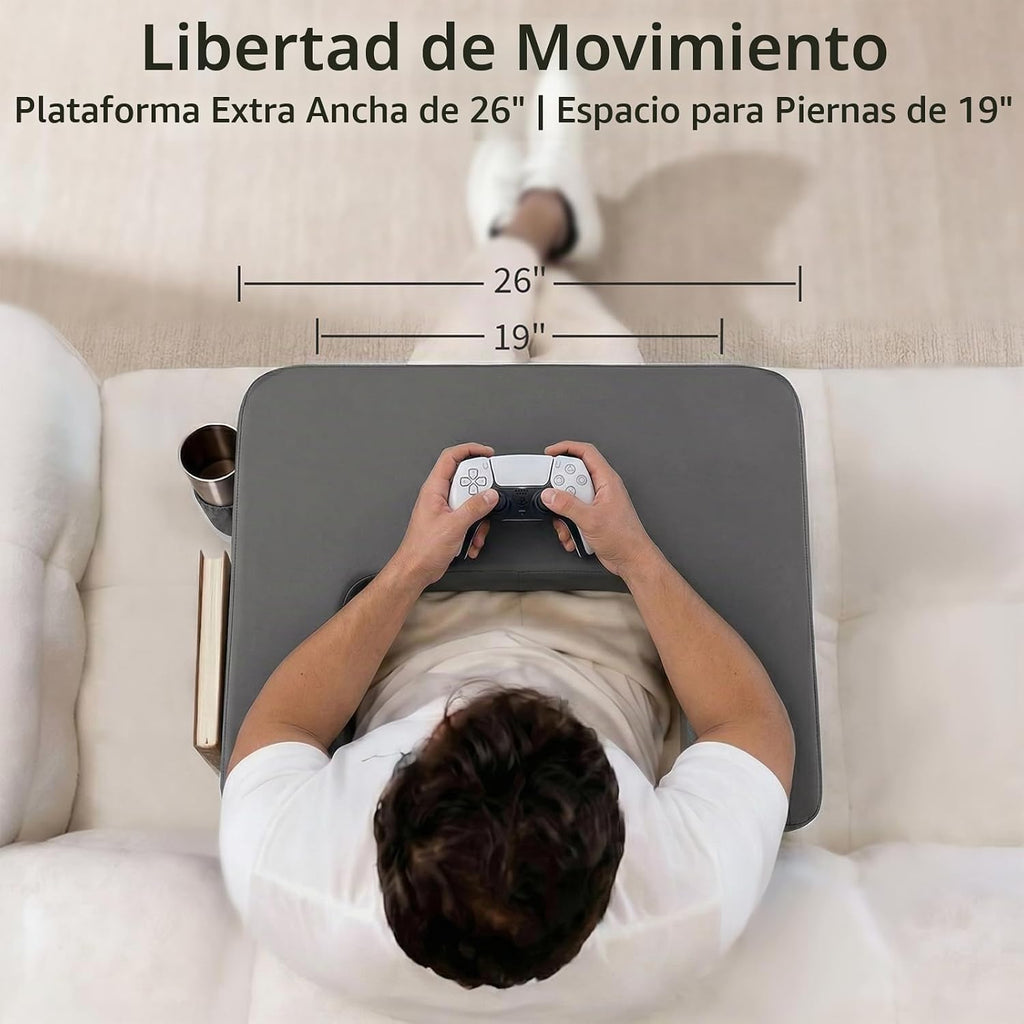 Almohada de escritorio extra ancha de 26 pulgadas, escritorio para laptop para sofá y cama