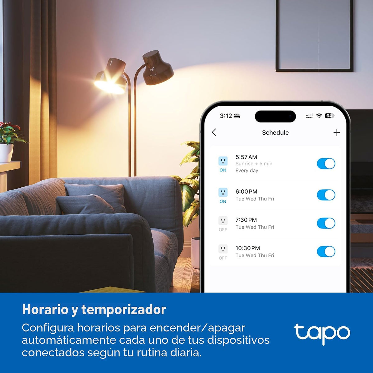 Tapo Regleta de Alimentación Inteligente Wi-Fi - 6 Tomas Inteligentes Controladas Individualmente y 3 Puertos USB con Protección contra Sobretensiones, Matter, Funciona con Alexa, Google Home, Siri y