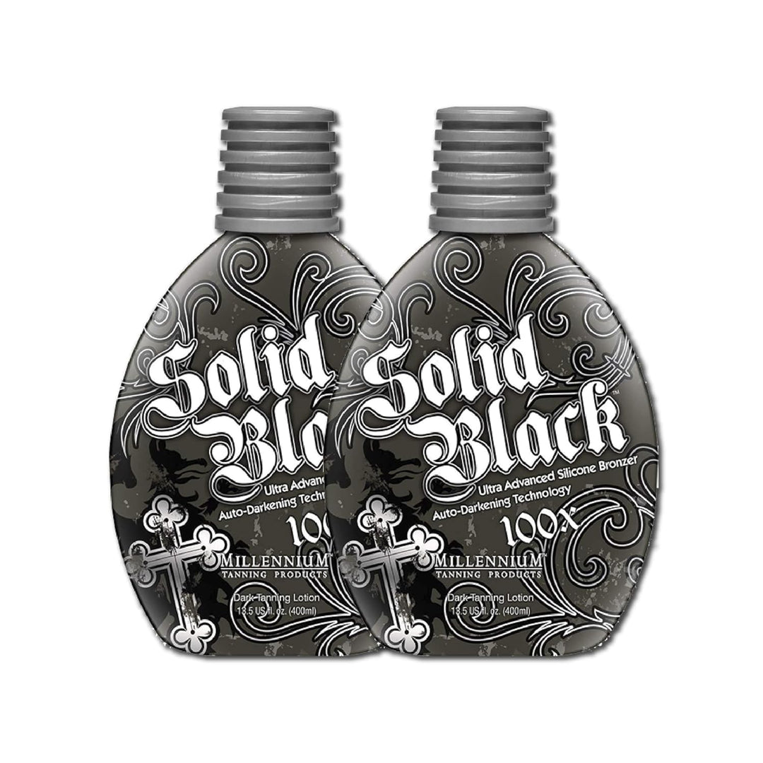 2 PACK Millennium Tanning SOLID BLACK 100X Loción bronceadora de br...