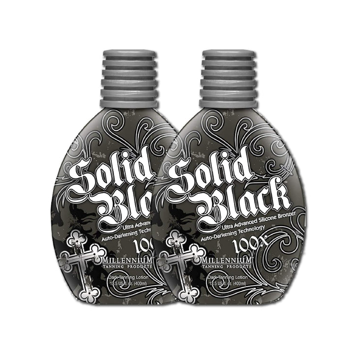 2 PACK Millennium Tanning SOLID BLACK 100X Loción bronceadora de br...