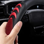 Cubierta de volante de cuero Yangday para Ford F150 F250 F350, cubierta de volante de coche de 15.5-16 pulgadas con partícula de masaje antideslizante (Rojo)