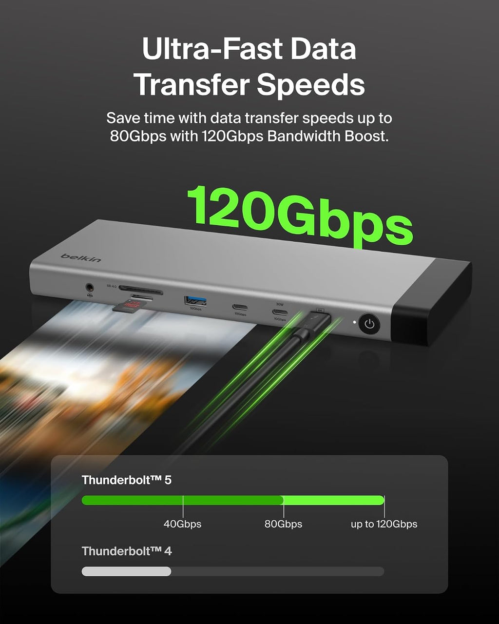 Belkin Base Thunderbolt™ 5 de 140 W, estación de acoplamiento 14 en 1