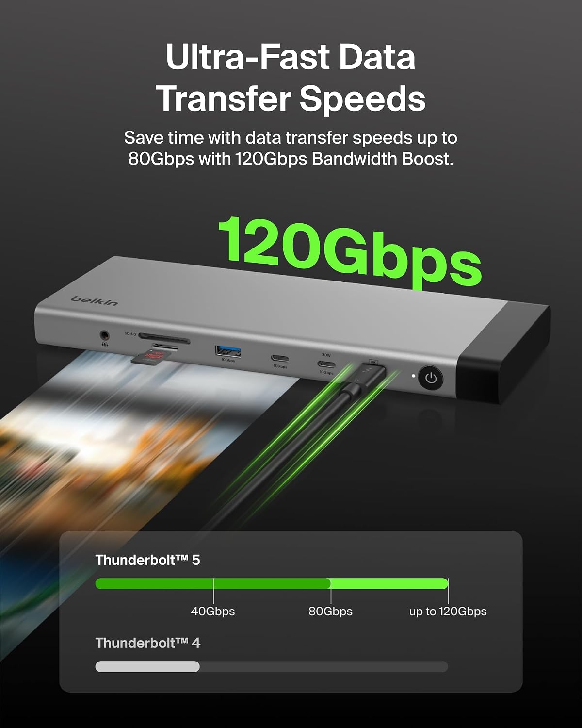 Belkin Base Thunderbolt™ 5 de 140 W, estación de acoplamiento 14 en 1