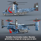 1486 piezas V-22 Osprey Militar Tiltrotor Avión Bloques de Construcción