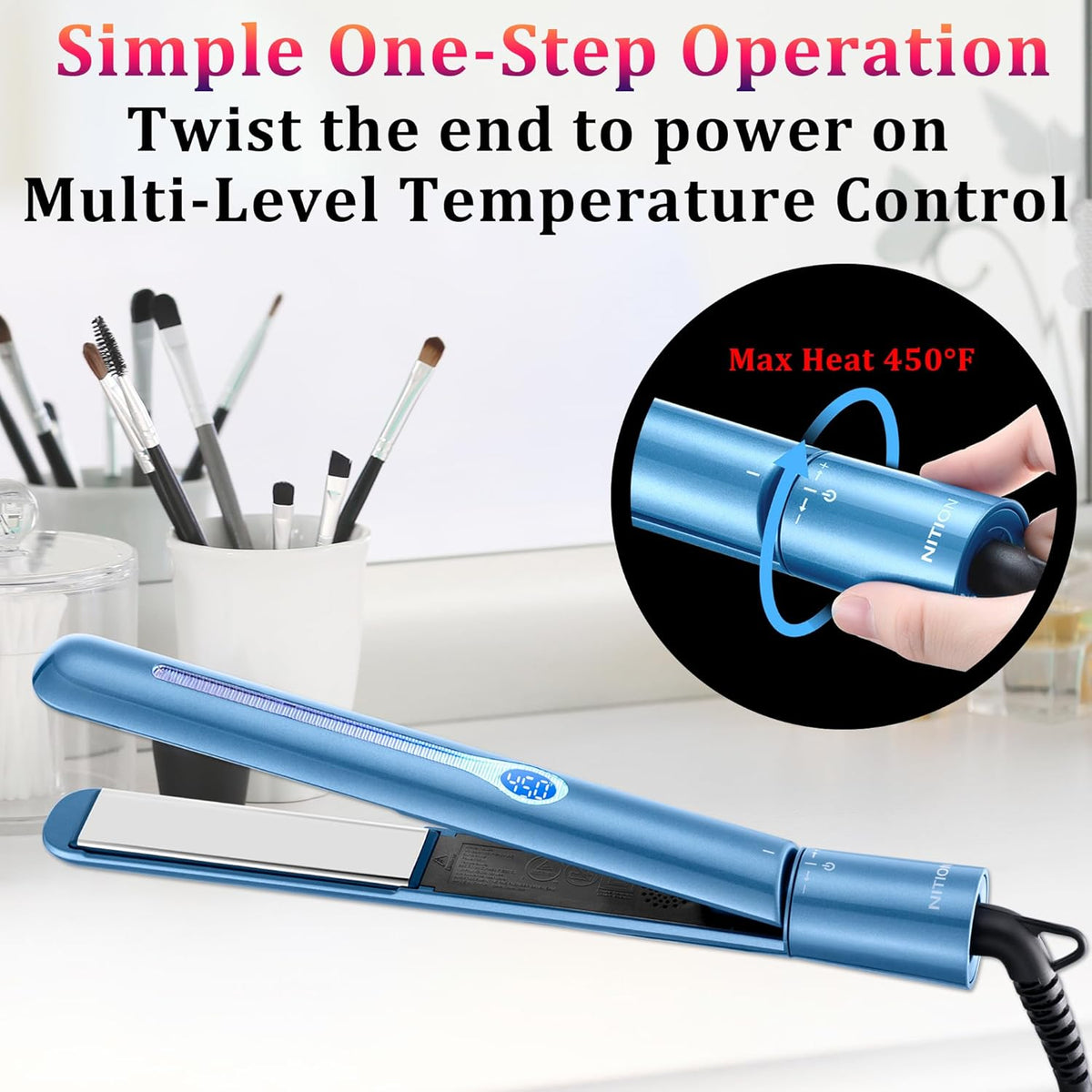 NITION Nano Titanium Alisador de pelo de 1 pulgada Placa de calenta...