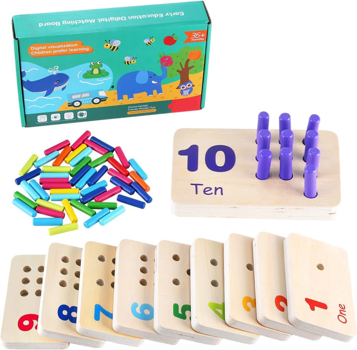 Gserin Tablero de Clavos Numéricos de Madera para Contar para Niños...