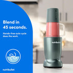 nutribullet Turbo Tumbler Edition, licuadora personal para batidos y bebidas congeladas, vaso de 24 onzas con bota, vaso de 32 onzas, tapas de viaje y para llevar, 1000 W, verde salvia fresco