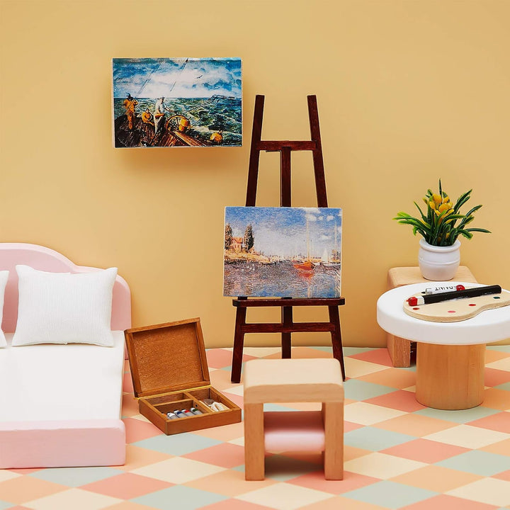 Skylety Juego de accesorios de pintura de casa de muñecas