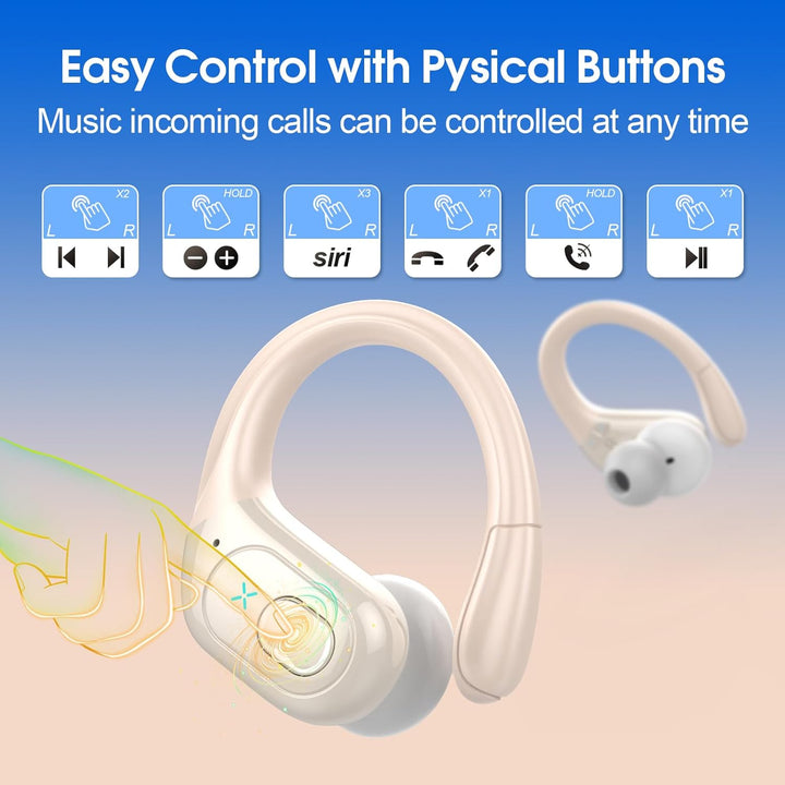 Aptkdoe - Auriculares inalámbricos 75 horas Bluetooth 5.4 deportivo...