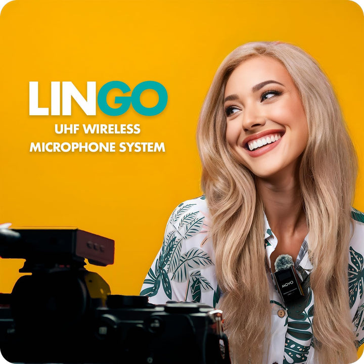 Movo Lingo - Sistema de micrófono inalámbrico UHF de 48 canales par...
