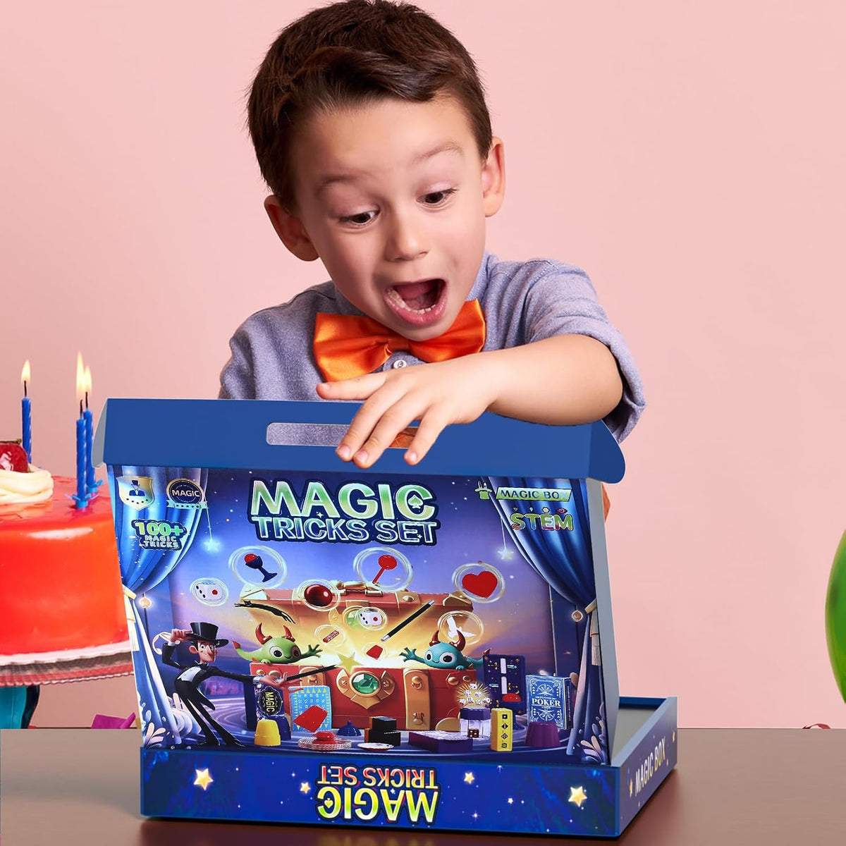 Kit de trucos de magia, 30 en 1, juego de magia para niños de 6, 7, 8, 9, 10, 11, 12, disfraz de mago para juego de simulación e instrucciones en video paso a paso para cada truco para principiantes, regalos de cumpleaños para niños