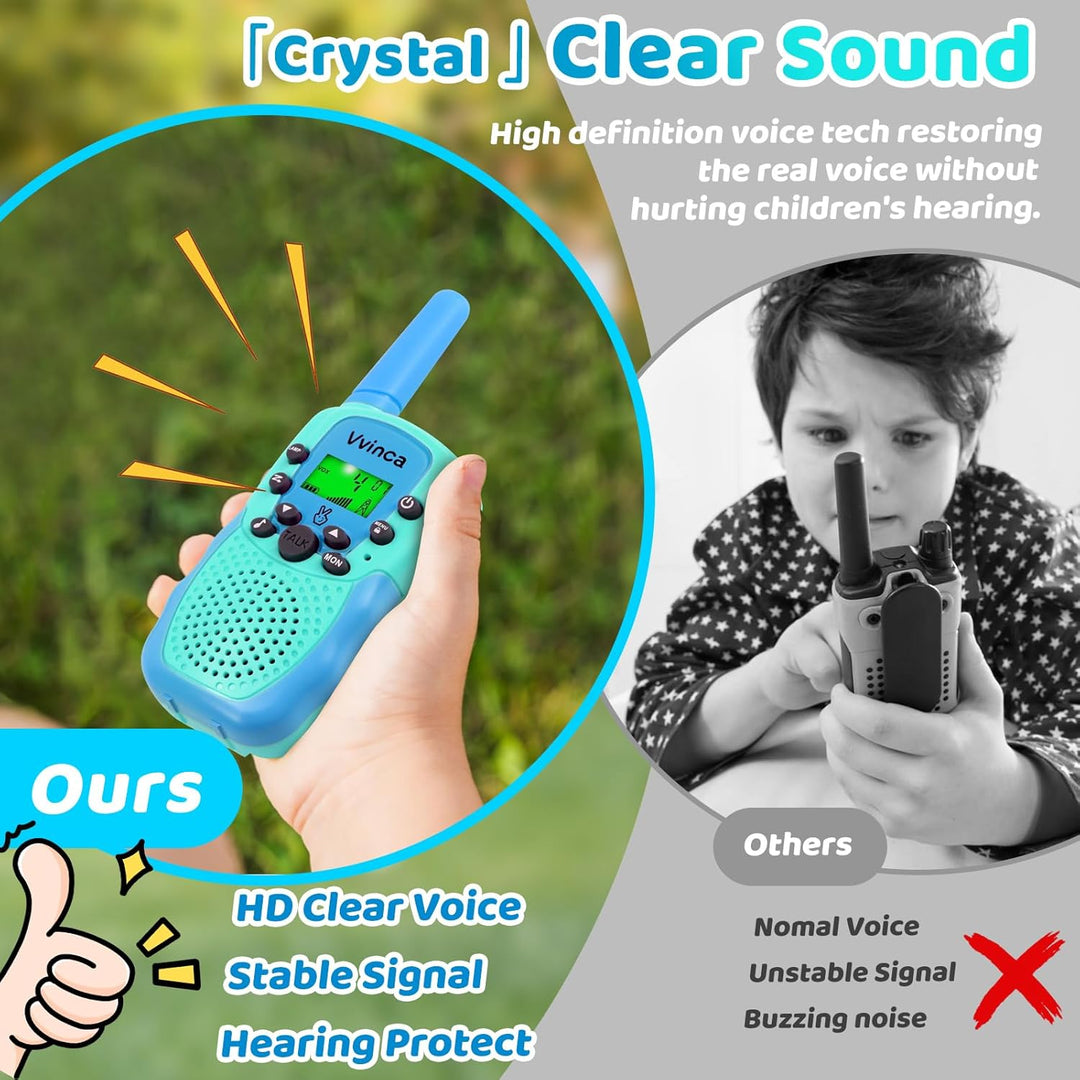 Vvinca Walkie Talkies recargables para niños, de largo alcance, 22...
