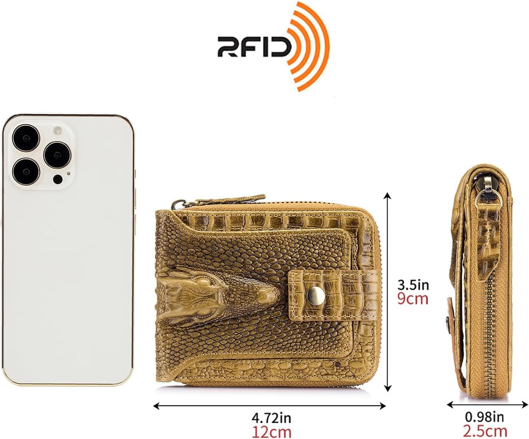 Cartera de cuero genuino con patrón de cocodrilo Steel Lion para ho...