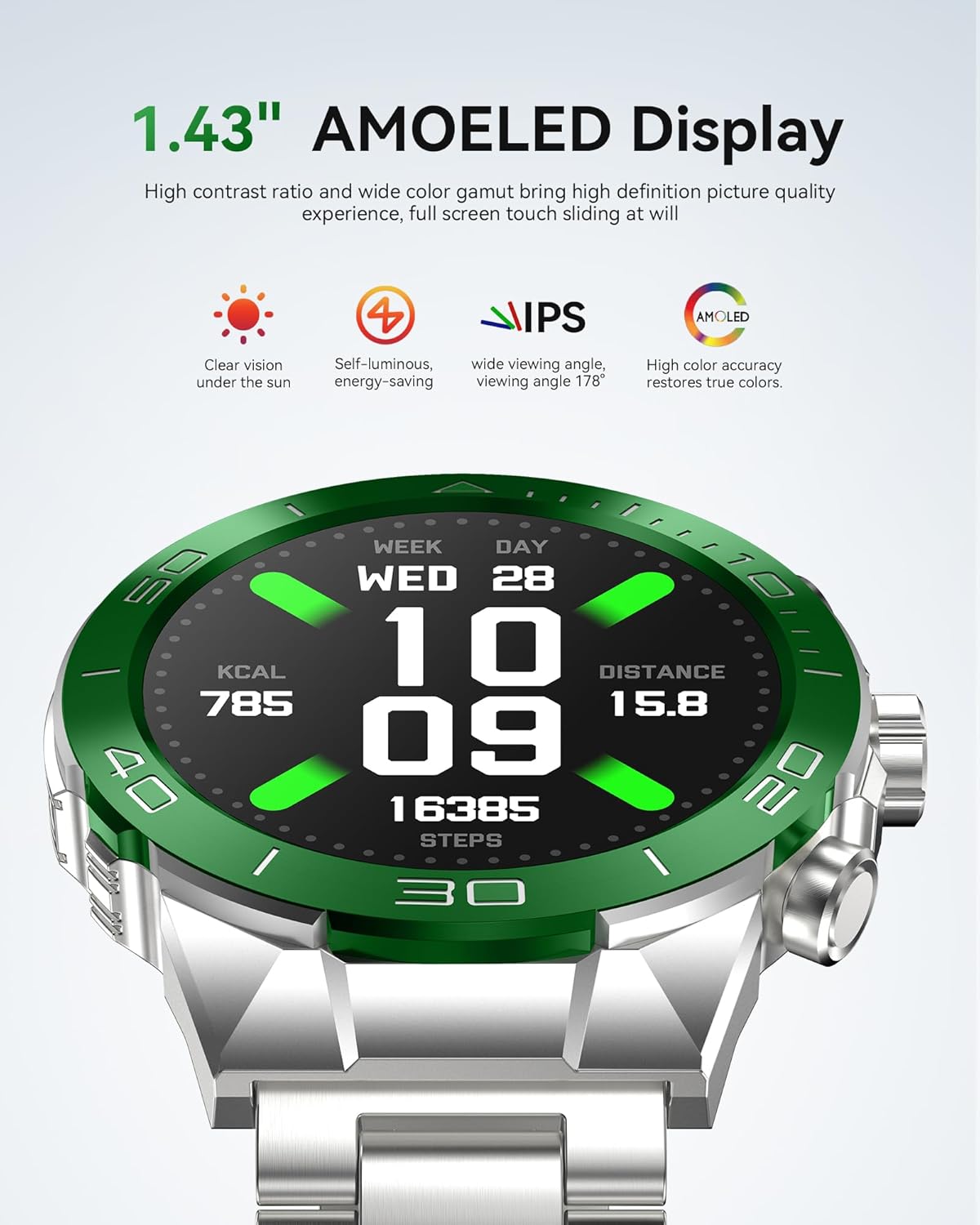 SOUYIE Reloj inteligente militar resistente para hombres 1.43 "AMOLED