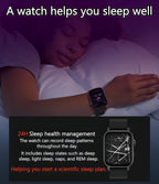 Reloj inteligente rastreador de fitness para mujeres y hombres, monitor de actividad de salud 24/7, frecuencia cardíaca, monitor de sueño, contador de pasos de calorías, pantalla curva HD de 2.01