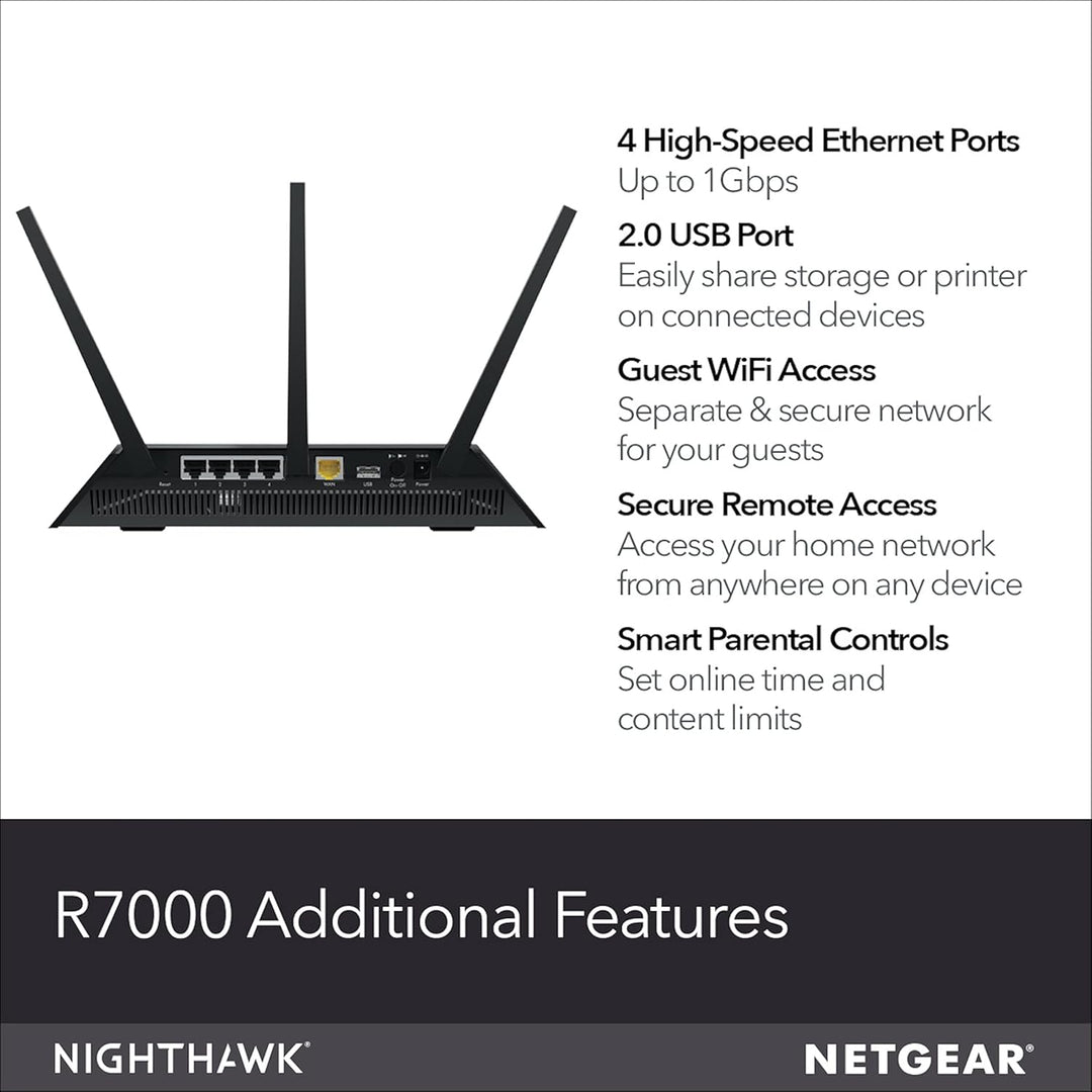 NETGEAR Nighthawk AC1900 Router WiFi de doble banda, enrutador Giga...