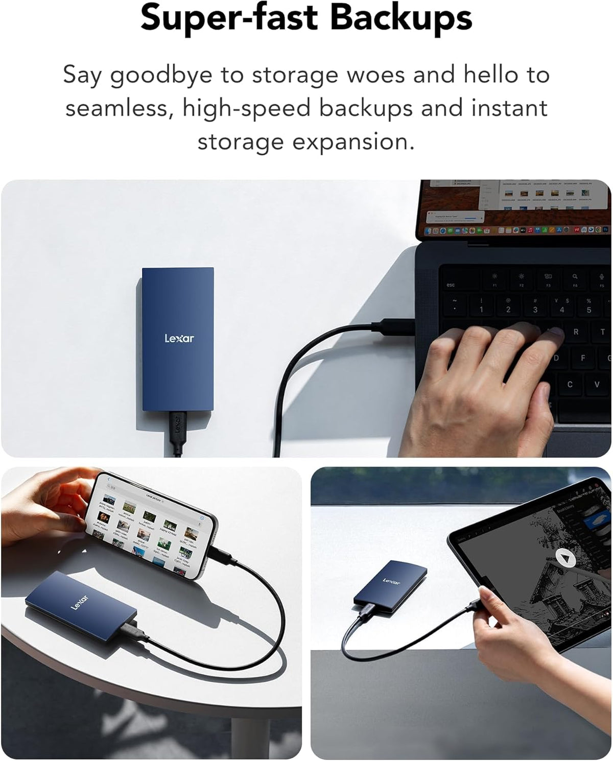 Lexar ES3 1TB SSD externo, USB 3.2 Gen2 SSD portátil, PSSD hasta 10...