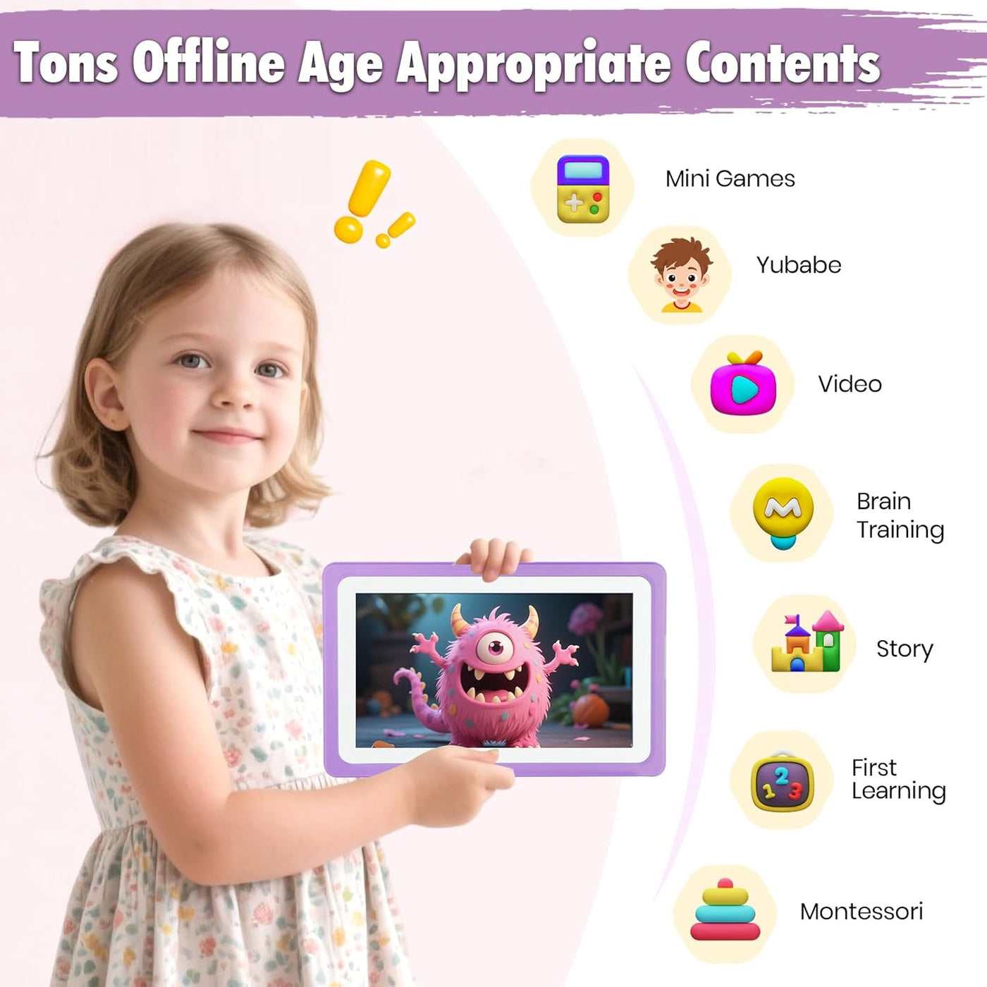 Tablet para niños de 7" con control parental, tabletas WIFI par...