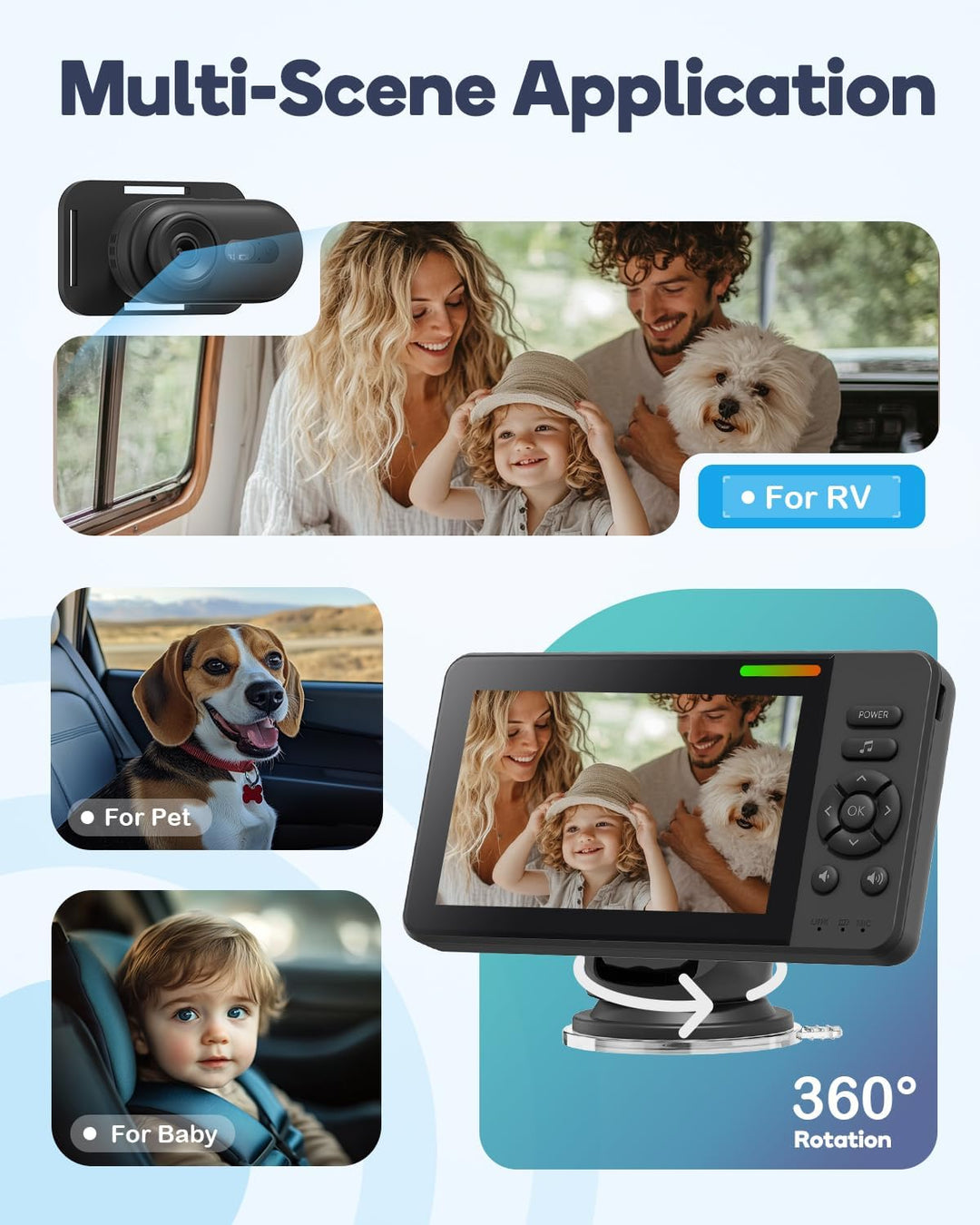 Cámara inalámbrica de coche para bebé monitor de bebé HD