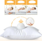 Oubonun Juego de 2 Almohadas Tamaño King - Almohadas Alternativas de Plumón Esponjosas y de Soporte con Funda de Algodón con Cremallera - Transpirables y Frescas para Todas las Posiciones de Dormir