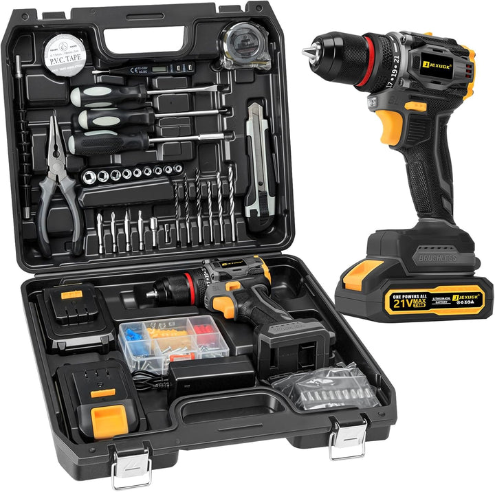 JEXUGK Juego de herramientas de taladro inalámbrico de 60 Nm, kit d...