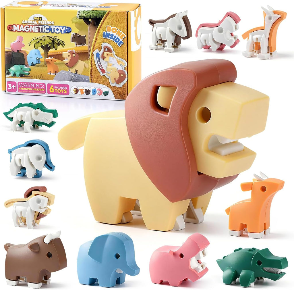 Juguetes magnéticos de construcción de animales para niños a partir de 3