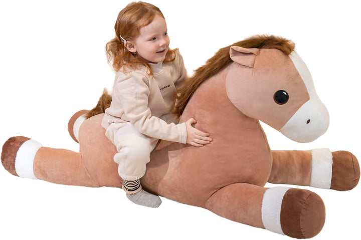 Jrystar Animales de peluche de caballo gigante de 51 pulgadas, almo...