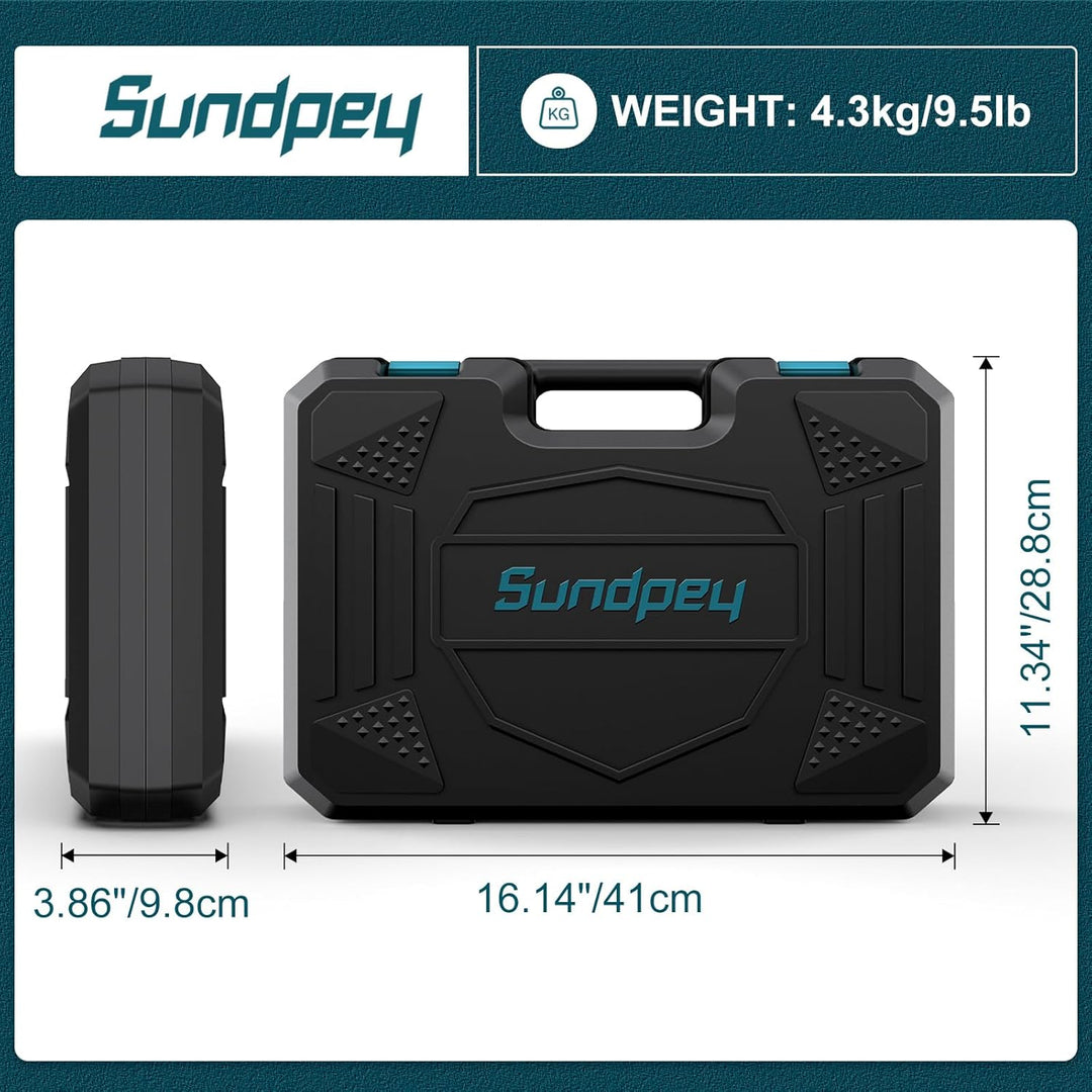 Kit de herramientas Sundpey 206 piezas con taladro - Juego de talad...