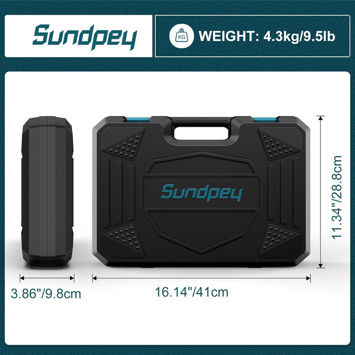 Kit de herramientas Sundpey 206 piezas con taladro - Juego de talad...