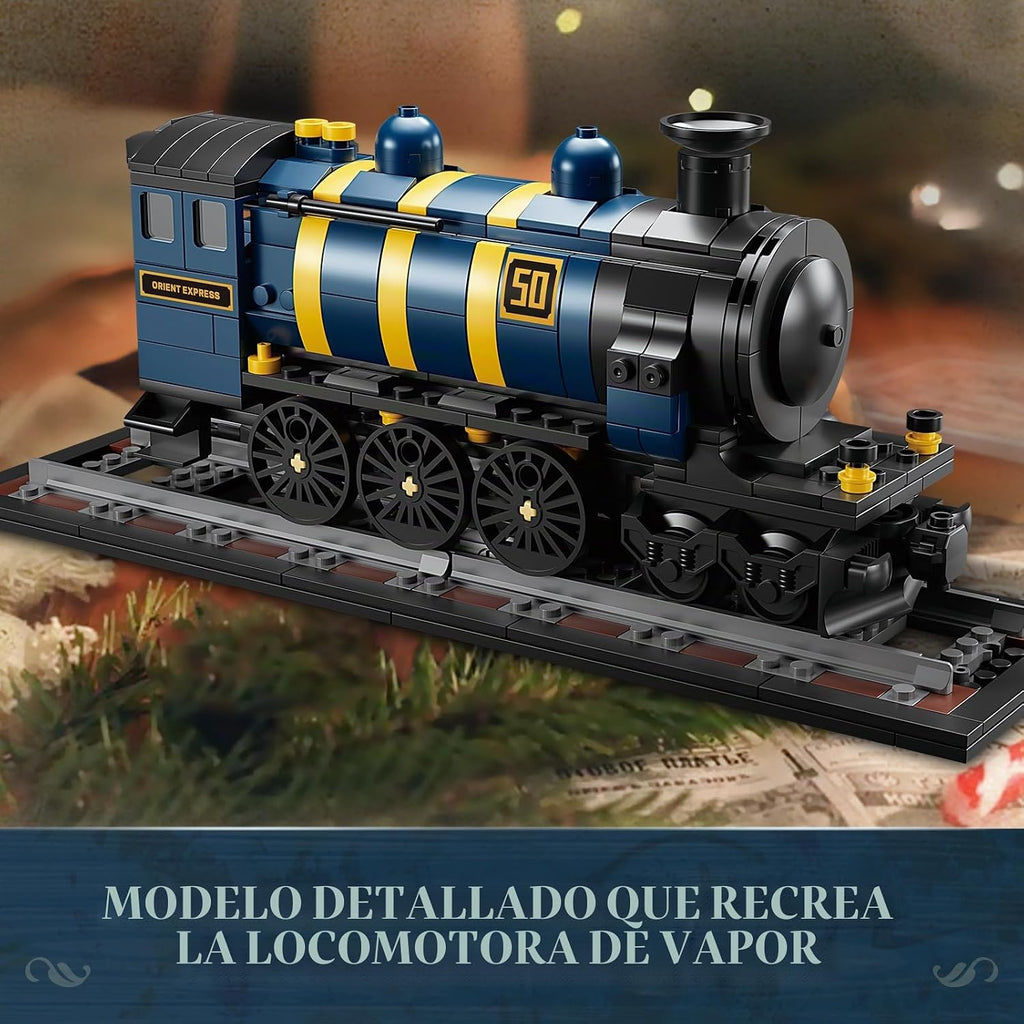 KAZI Orient Express - Juego de juguetes de construcción de trenes, regalos para entrenar entusiastas o amantes de los viajes, ideas de locomotora de vapor y modelo de exhibición para niños