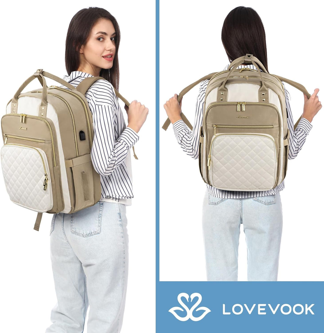 LOVEVOOK - Mochila de computadora portátil para mujer, bolsa de via...