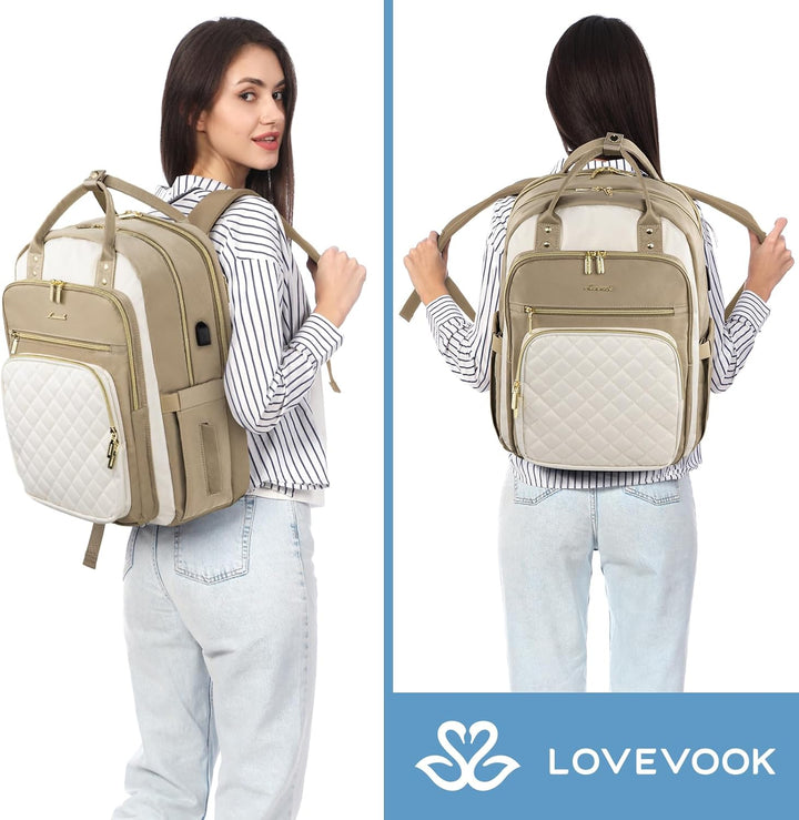 LOVEVOOK - Mochila de computadora portátil para mujer, bolsa de via...