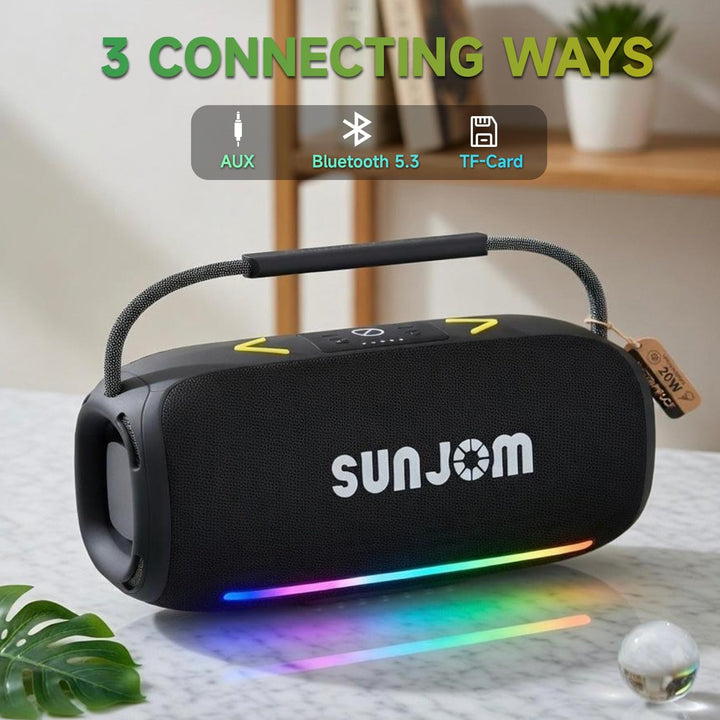 SUNJOM Altavoz Bluetooth estéreo con luces RGB coloridas, graves pr...