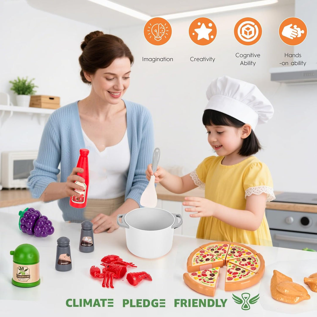 Juego de cocina de 80 piezas, cocina para niños pequeños con ollas,...