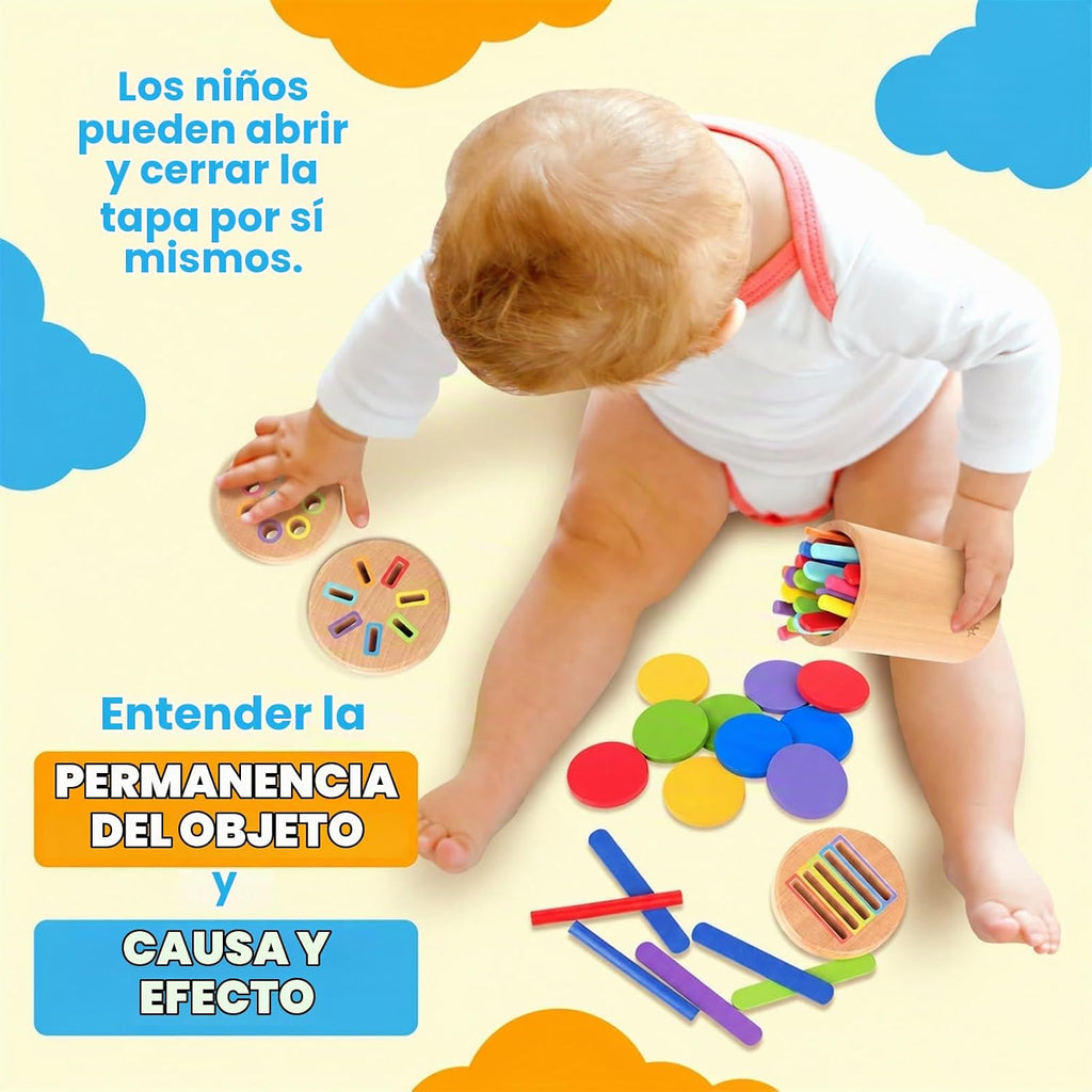 Montessori de madera 3 en 1 aprendizaje de motricidad fina juguetes