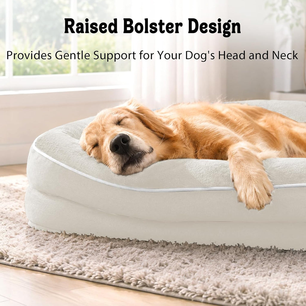 Cama ortopédica impermeable para perros de tamaño grande, beige