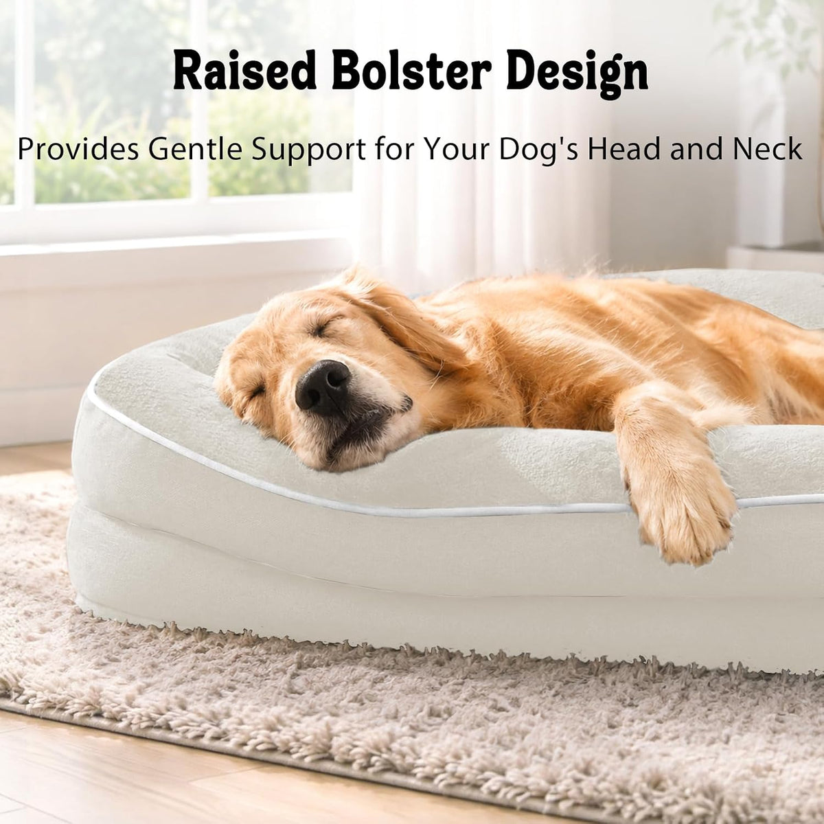 Cama ortopédica impermeable para perros de tamaño grande, beige