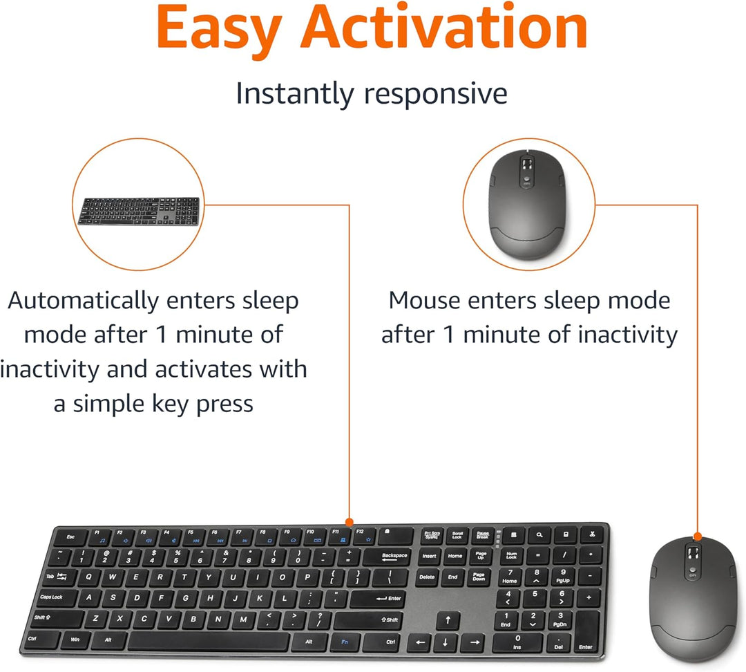 Combo de teclado y ratón inalámbricos Amazon Basics Ultra Premium -...