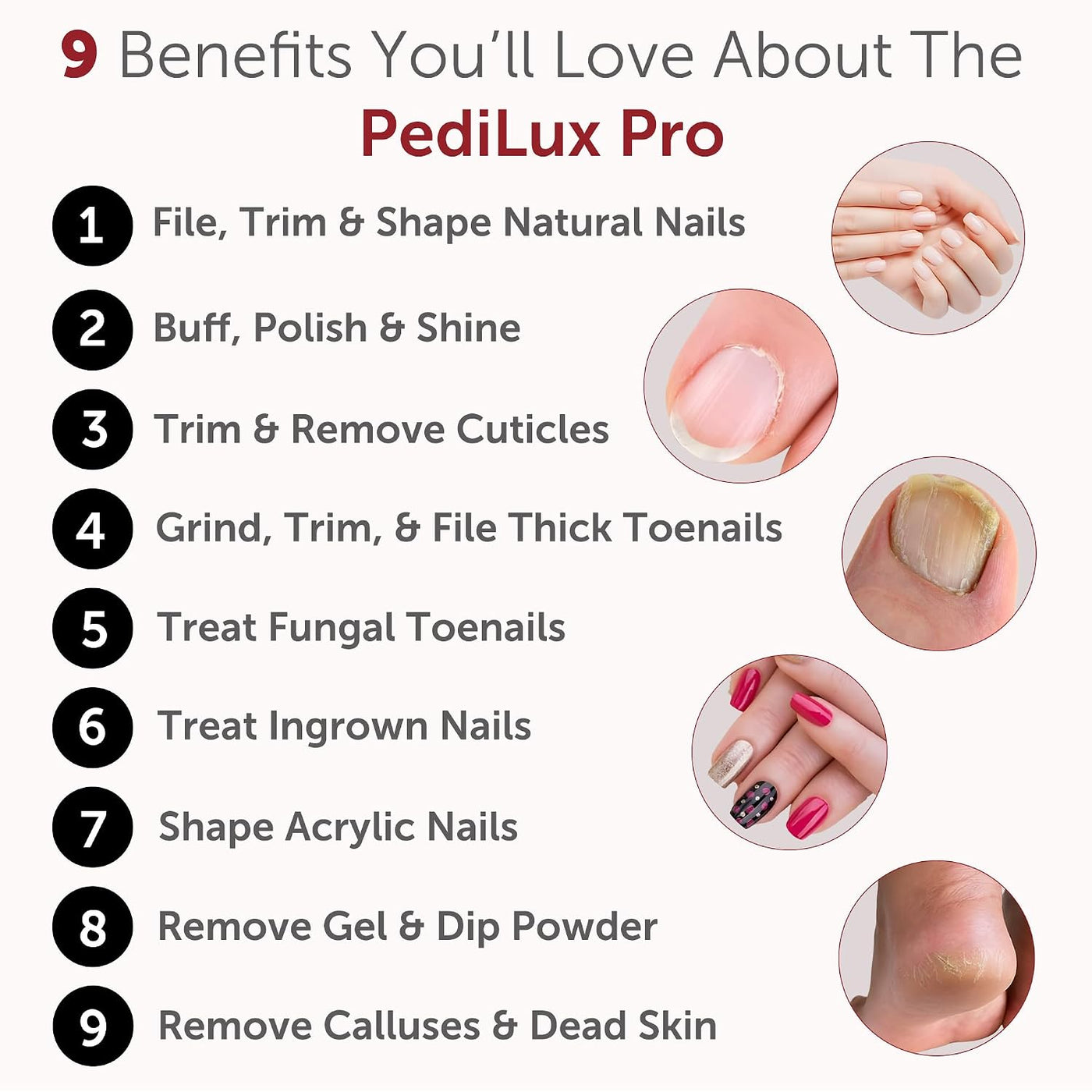 PediLux Pro - Kit profesional de manicura y pedicura, juego de tala...