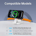 Mini estación de carga plegable 3 en 1 para dispositivos Apple, soporte de cargador inalámbrico para Magsafe para iPhone 17/Air/16/15/14/13/12, serie Apple Watch, AirPods pro/2/3/4, regalos para