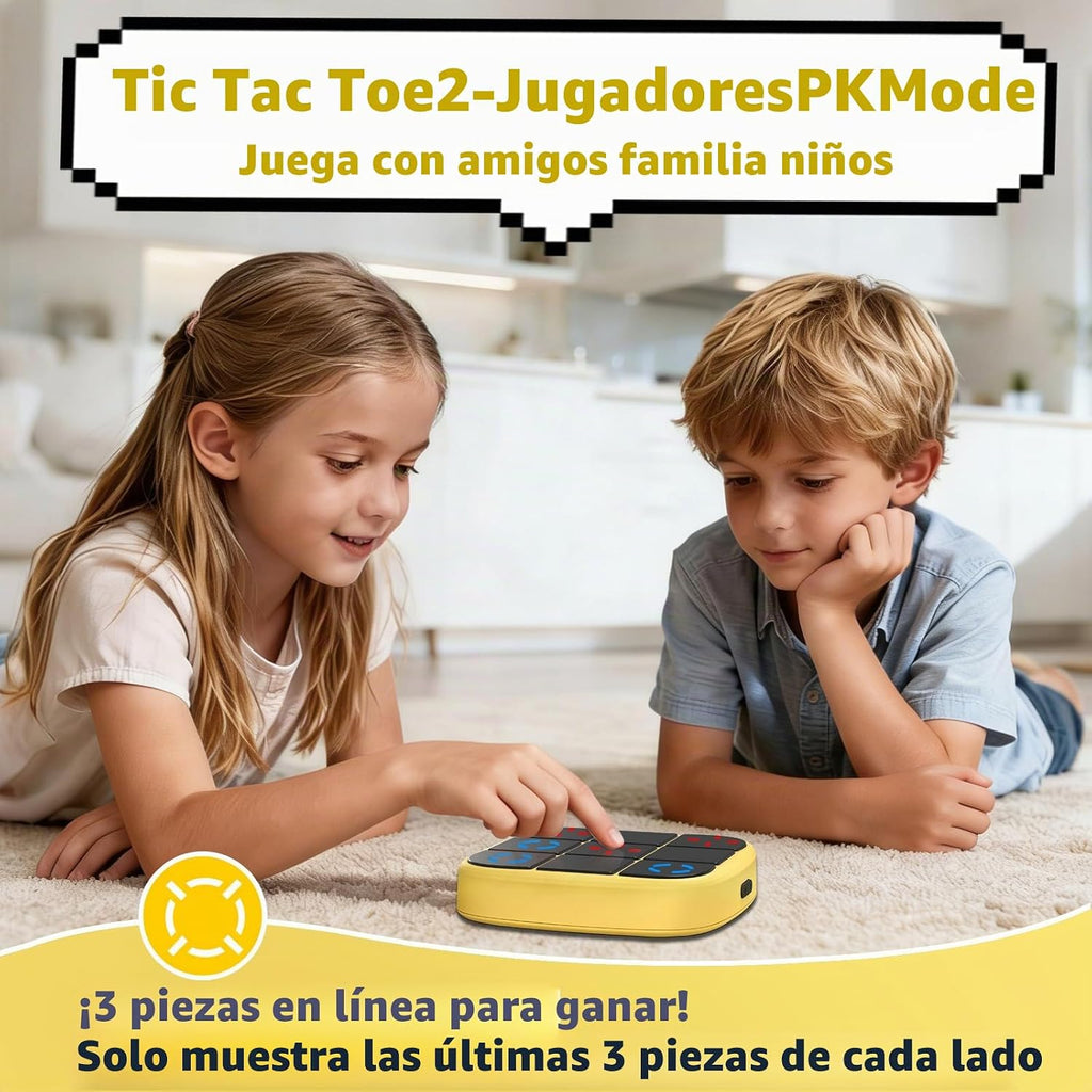 Juego de pernos recargables Tic-Tac-Toe, consola de rompecabezas de mano mejorada 4 en 1, juego de memoria educativo electrónico, juegos de mesa portátiles de viaje en automóvil para niños y adultos