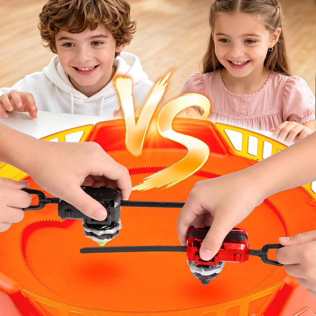 X Stadium - Juego de batalla con riel de celeración X, 12 tapas giratorias derechas, 3 lanzadores, 1 agarre y 1 estadio, juego de batalla Xtreme, juguete de regalo de cumpleaños para niños y