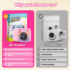 Cámara de impresión instantánea para niños con 5 rollos de papel de impresión, cámara HD 1080P, cámara portátil recargable para selfies, regalos de cumpleaños de Navidad, juguetes para niños y niñas